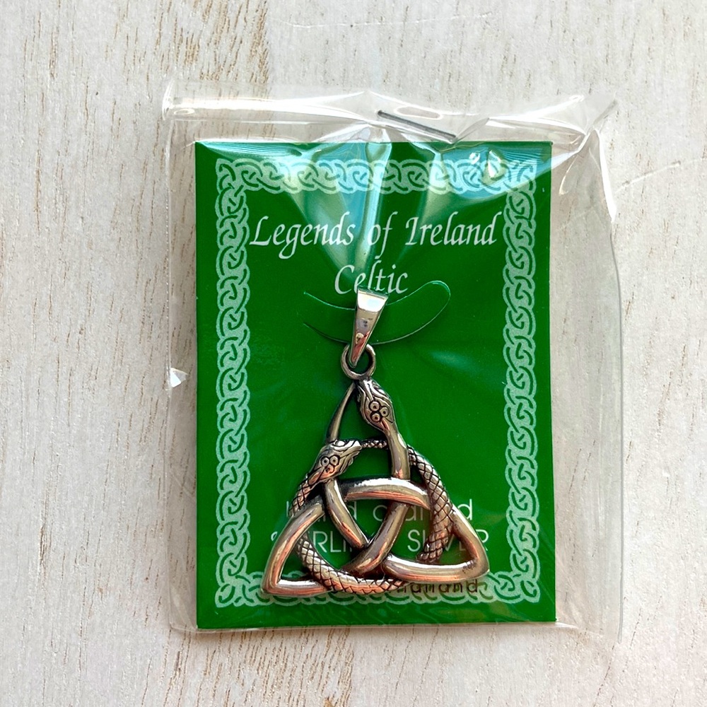 Legends of Ireland Celtic Sterling Silver Snake Knot Pendant–NWT